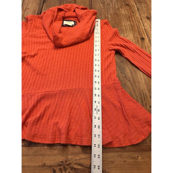 Maeve By Anthropologie Cowl Neck Peplum Sweater Top Size XS Coral Pullover Shirt - Picture 8 of 13